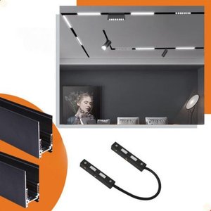 Kit 2 Trilho Magnético Sobrepor 2m de Comprimento Preto