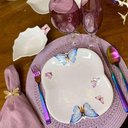 Ver imagem 6 de Jogo 12 Prato de Sobremesa Borboletas 19cm Porcelana Branco Wolff