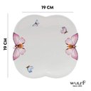 Ver imagem 2 de Jogo 12 Prato de Sobremesa Borboletas 19cm Porcelana Branco Wolff