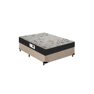 Cama Box Casal + Colchão Top Line Mola Bonnel Serra Negra 60x138x188 Cor:Suede Bege