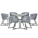 Ver imagem 1 de Mesa e 6 Cadeiras e Noronha Preto E3 Trama Original Prata
