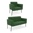 Ver imagem 1 de Sofá Namoradeira e Poltrona Pé de Ferro Preto para Sala Elisa Suede D03 - D'Rossi Cor Verde