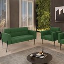 Ver imagem 6 de Sofá Namoradeira e Poltrona Pé de Ferro Preto para Sala Elisa Suede D03 - D'Rossi Cor Verde