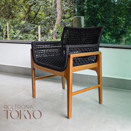 Jogo Mesa Jantar 1,50m Luxo Madeira Giratória 6 Poltronas Tokyo Corda Náutica - 6