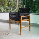 Ver imagem 6 de Jogo Mesa Jantar 1,50m Luxo Madeira Giratória 6 Poltronas Tokyo Corda Náutica