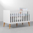 Ver imagem 2 de Kit Quarto Theo com Pés Retrô Mel - Berço + Cômoda 3 Gavetas e 1 Porta + Guarda-roupa 2 Portas - Bra