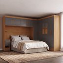 Ver imagem 1 de Guarda Roupa Casal Modulado com Espelho e Cabeceira 100% MDF Imperial Yescasa Cinamomo/Chumbo