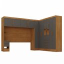 Ver imagem 2 de Guarda Roupa Casal Modulado com Espelho e Cabeceira 100% MDF Imperial Yescasa Cinamomo/Chumbo
