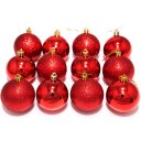 Ver imagem 1 de Kit 12 Bolas Vermelhas Enfeite Natalino Árvore Natal 60mm