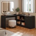 Ver imagem 1 de Penteadeira em L MDDR0100328N Moderno 1 Gaveta MDP Preto Madesa