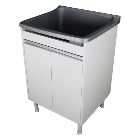 Tanque de Lavanderia Gabinete 100% MDF com Sifão e Válvula Cor:Cinza
