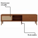 Ver imagem 5 de Rack Retrô para TV 2,20 m Palha Natural Pés em Madeira 2 Gavetas e Porta de Correr 100% MDF Dalla