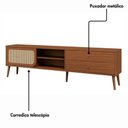 Ver imagem 4 de Rack Retrô para TV 2,20 m Palha Natural Pés em Madeira 2 Gavetas e Porta de Correr 100% MDF Dalla