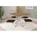 Ver imagem 1 de Conjunto: Mesa Sala Jantar Volga C/ Tampo de Madeira 90cm e 4 Cadeiras Noruega Cromado/nogueira -