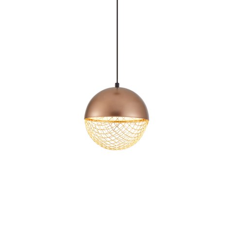 Lustre Pendente Nordecor Rezi 2932 18cm Cobre / Dourado Brilho Led Bivolt