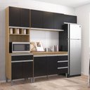 Ver imagem 2 de Cozinha com Balcão e Tampo 120 Cm Andréia Amendoa Preto - Ajl