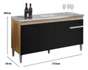 Ver imagem 3 de Balcão Tatiane P/cozinha 150cm 4 Portas 1 Gaveta - Ajl Móveis