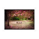 Ver imagem 1 de Quadro Decorativo - Parque Banco com Flores de Cerejeiras Flnt022 - Vidro com Impressão Uv - 80x60cm