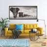 Quadro Decorativo Manada Elefante 130x60 Moldura Preta 2x2 - 6