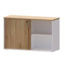Ver imagem 4 de Armário para Escritório Baixo 120cm x 74cm com 2 Portas de Correr e Chave Corporate Branco/Carvalho