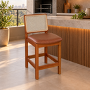 Ver imagem 1 de Banqueta Courino Marrom Encosto Telado Elegante Área Gourmet