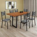 Ver imagem 1 de Conjunto Sala de Jantar Mesa 6 Cadeiras Tampo de Madeira Mariana Prata/Freijó