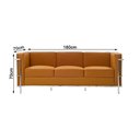 Ver imagem 2 de Sofa Le Corbusier 3 Lugares Cromado em Couro Natural Caramelo