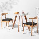 Ver imagem 1 de Conjunto Mesa de Jantar Square Redonda Branco - 88cm + 02 Cadeira Elbow - Madeira Abra Cadabra
