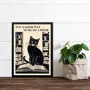 Ver imagem 2 de Quadro Decorativo Livros - Gato 24x18cm:moldura Preta