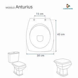 Tampa de Vaso Decorada Anturius Branco para Bacia Luzarte 6lpf - 4