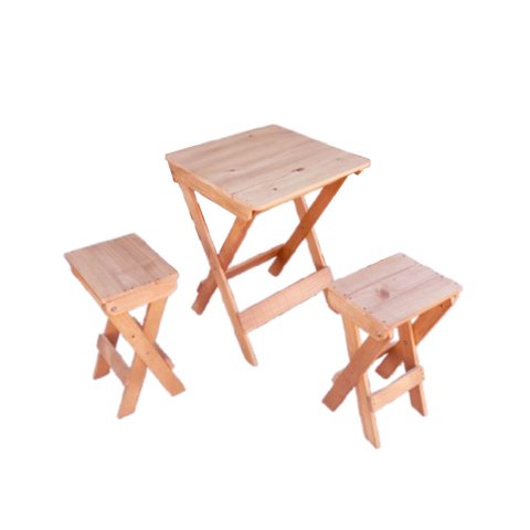 Kit 1 Mesa Madeira Pinus e 2 Banqueta Dobrável - Volpato