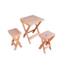 Ver imagem 1 de Kit 1 Mesa Madeira Pinus e 2 Banqueta Dobrável - Volpato