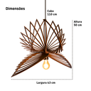 Ver imagem 6 de Luminária Lustre Pendente Vazado Aletado Mdf Madeira Rústico Cor:café
