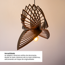 Ver imagem 3 de Luminária Lustre Pendente Vazado Aletado Mdf Madeira Rústico Cor:café