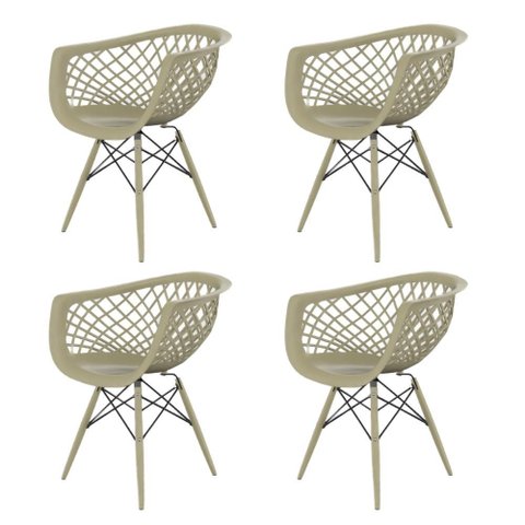 Kit 4 Cadeiras Web Fendi Polipropileno com Base em Metal Estilo Minimalista e Conforto