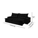 Ver imagem 2 de Sofá Retrátil e Reclinável 250cm com Pillow e Molas Ensacadas Montebello - Preto