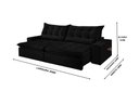 Ver imagem 2 de Sofá Retrátil e Reclinável 250cm com Pillow e Molas Ensacadas Montebello - Preto