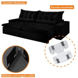 Sofá Retrátil e Reclinável 2,50cm com Pillow e Molas Ensacadas Montebello - Movenzo Estofados - 7