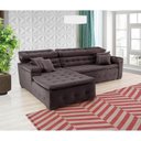 Ver imagem 2 de Sofá Orlando 2.20x1.90m com Chaise, Retrátil e Reclinável - Marrom