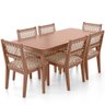Mesa Loren 160 Cm com 6 Cadeiras Área Externa Cozinha Corda Náutica Bege Giardino G01 - Lyam Decor L - 1