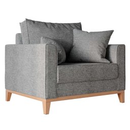 Poltrona Beny Pés e Base em Madeira Linho Cinza Rr Decor - 3