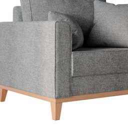 Poltrona Beny Pés e Base em Madeira Linho Cinza Rr Decor - 4