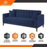 Sofa Liverpool 3 Lugares 195 Cm Base Madeira Talento Móveis Veludo Paris Azul - 4