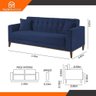 Sofa Liverpool 3 Lugares 195 Cm Base Madeira Talento Móveis Veludo Paris Azul - 5