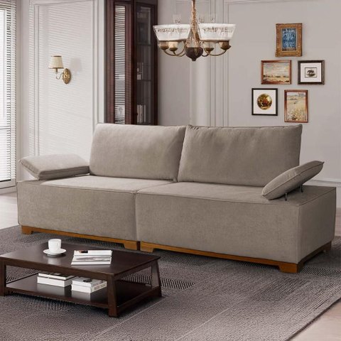 Sofá Living Braço Articulado Deluxe 2,50m Bouclê