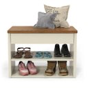 Ver imagem 2 de Sapateira Banco de Madeira com Gaveta Hall de Entrada - Off White com Freijó