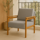 Ver imagem 2 de Kit 2 Poltronas Yasmin para Sala de Estar ou Recepção Madeira Maciça em Linho Premium:cinza