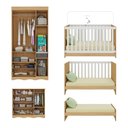 Ver imagem 5 de Quarto de Bebê Completo Berço Americano 3x1 Colchão Realeza Multimóveis Mp4607 Madeirado/off