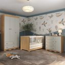 Ver imagem 2 de Quarto de Bebê Completo Berço Americano 3x1 Colchão Realeza Multimóveis Mp4607 Madeirado/off