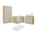 Ver imagem 1 de Quarto de Bebê Completo Berço Americano 3x1 Colchão Realeza Multimóveis Mp4607 Madeirado/off
